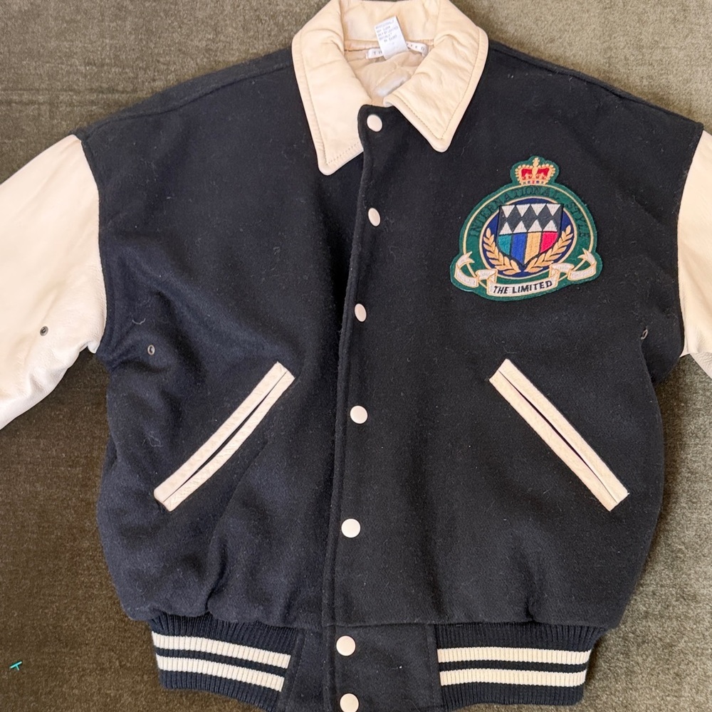 VNTG The Limited black leather/wool varsity jacket